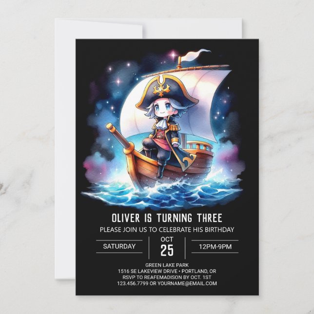 Invitation Joyeux Imaginaire Pirate Anniversaire (Devant)