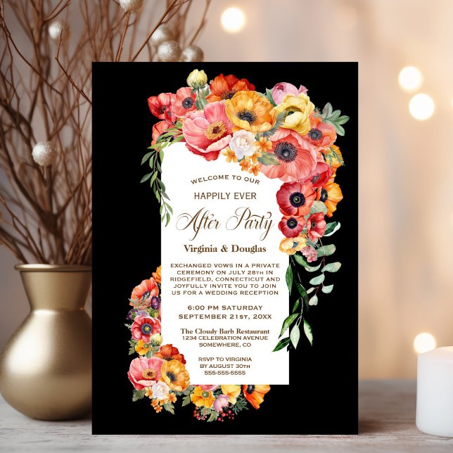 Invitation Joyeux Jour après la fête Vibrant Mariage de pavot (Créateur téléchargé)