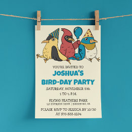 Invitation Joyeux Jour des Oiseaux Cartoon Oiseaux à thème An