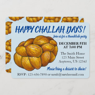 Invitation Joyeux Jours de Challah Parti Hanoukka Fêtes juive