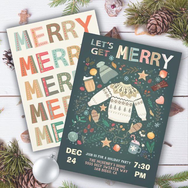 Invitation Joyeux Joyeux Chandail de fête de Noël (Créateur téléchargé)