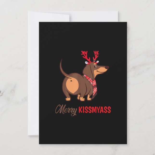 Invitation Joyeux Kissmyass Dachshund Dachshund Reindeer de N (Devant)