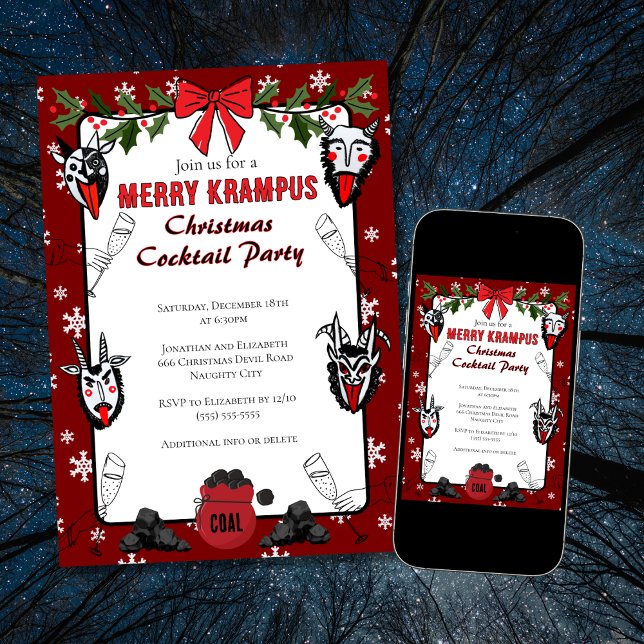 Invitation Joyeux Krampus Noël Cocktail Party (Créateur téléchargé)