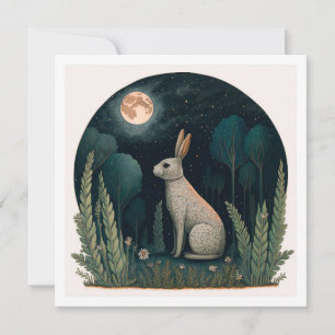 Invitation Joyeux lapin au clair de lune