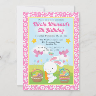 Invitation Joyeux Lapin de Pâques Printemps Anniversaire Enfa
