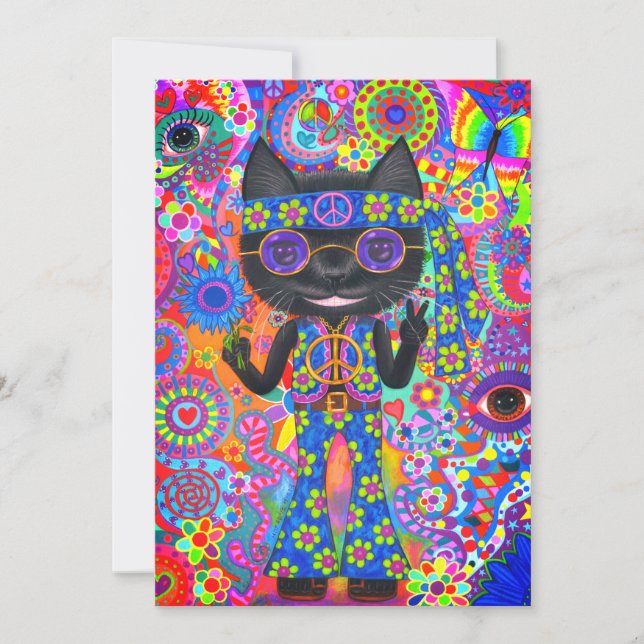 Invitation Joyeux lunettes de soleil hippie pour chats pour l (Devant)