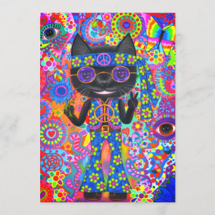 Invitation Joyeux lunettes de soleil hippie pour chats pour l