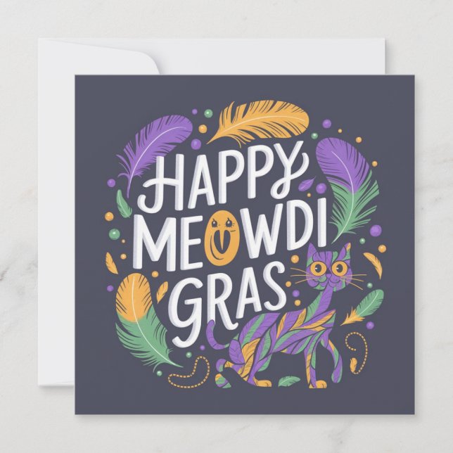 Invitation Joyeux mardi gras Meowdi  (Devant)