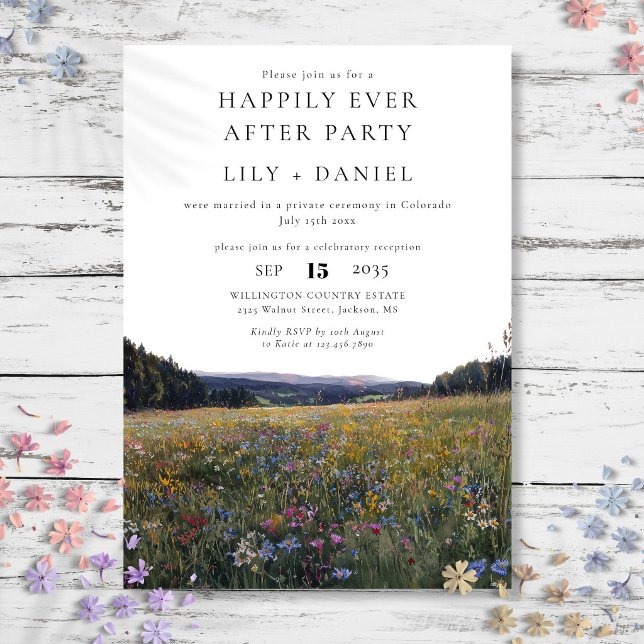 Invitation Joyeux Mariage De Fleurs Sauvages Floral (Happily Ever After Wildflowers Floral Wedding Invitation)