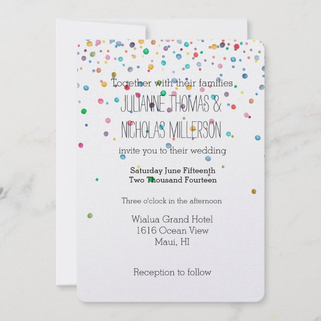 Invitation Joyeux Mariage de points Confetti (Devant)