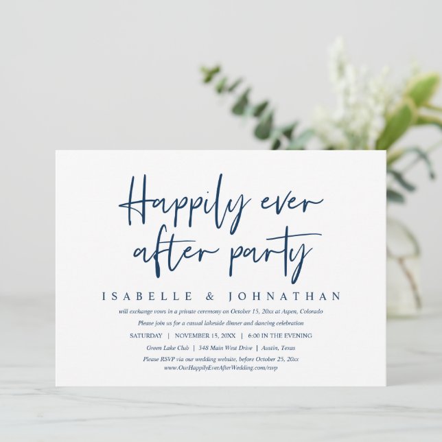 Invitation Joyeux Mariage Décontracté Fuite de Noces Fête  (Debout devant)