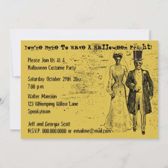 Invitation Joyeux mariage d'Halloween Époux fantôme Spooky Ma (Dos)