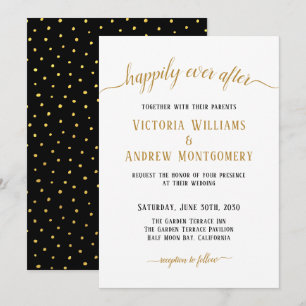 Invitation Joyeux Mariage Élégant Script Doré