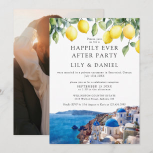 Invitation Joyeux mariage photo citrons Santorin