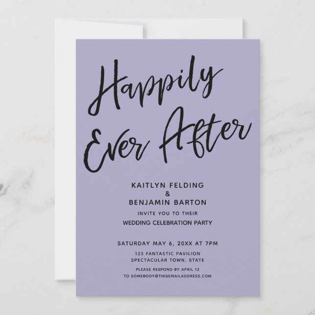 Invitation Joyeux Mariage Pour Toujours Dusty Purple pour la  (Devant)