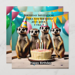 Invitation Joyeux Meerkat Anniversaire, Anniversaire Fête Inv