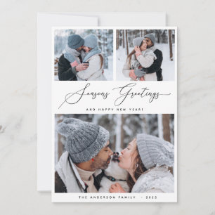 Invitation Joyeux Noël 3 Collage Multi Photo Holiday Card