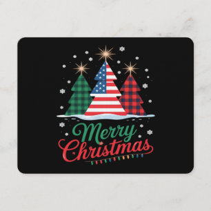 Invitation Joyeux Noël Arbre Drapeau US Santa Essentiel