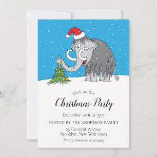 Invitation Joyeux Noël Arbre mignonne Santa Hat Mammoth Party