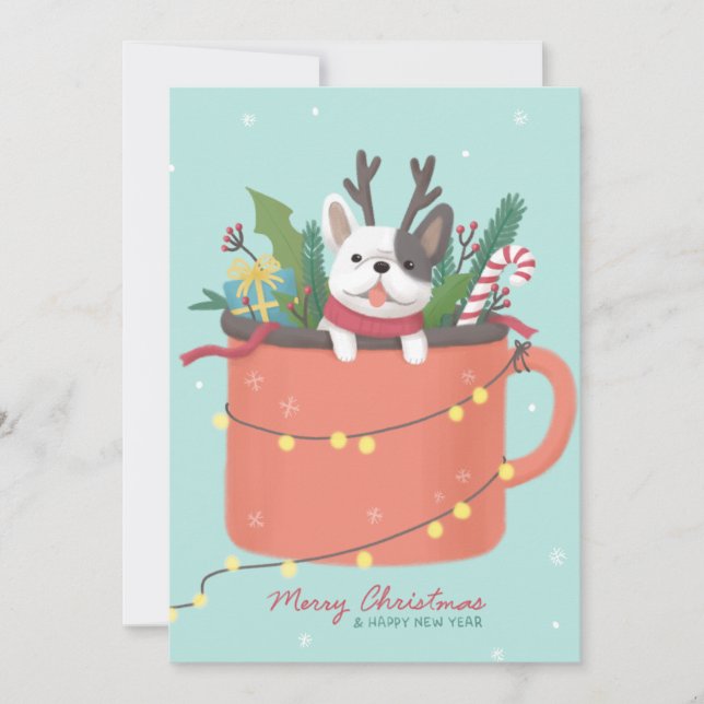 Invitation Joyeux Noël : Art de l'illustration de chien (Devant)
