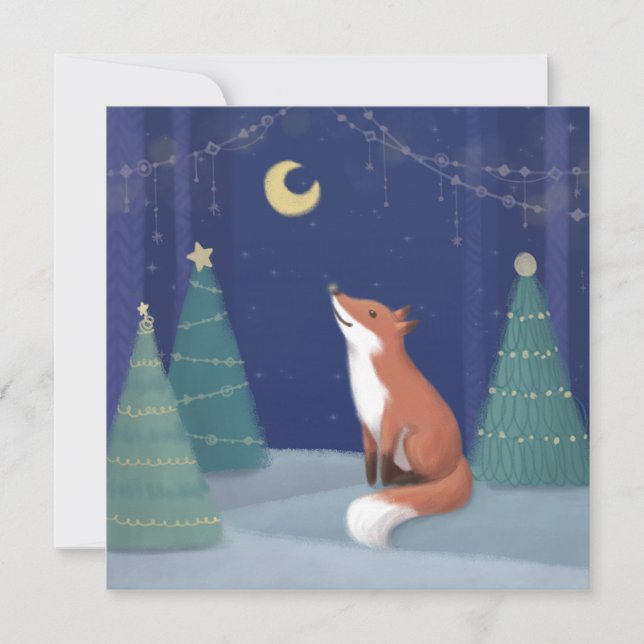Invitation Joyeux Noël : Art Illustration Fox (Devant)