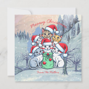 Invitation Joyeux Noël aux chats, Noël félin, Cadeau drôle