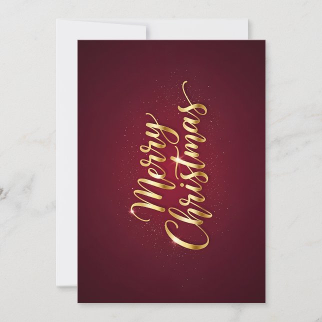 Invitation « Joyeux Noël » avec écriture dorée (Devant)