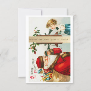 Invitation Joyeux Noël avec le Père Noël et l'enfant au télép