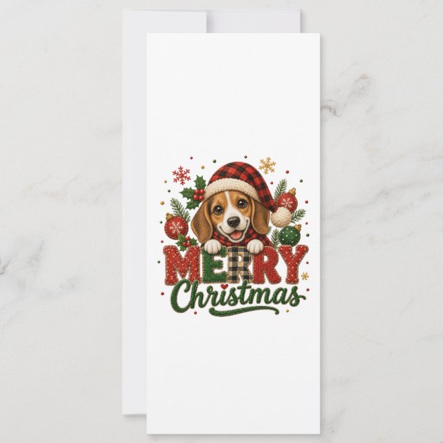 Invitation Joyeux Noël Beagle Mignon (Devant)