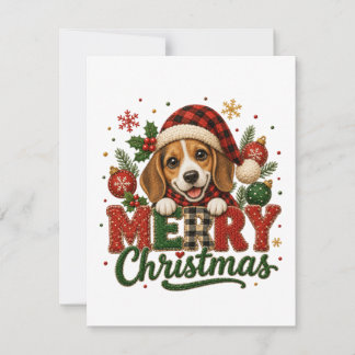 Invitation Joyeux Noël Beagle Mignon