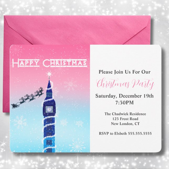 Invitation Joyeux Noël Big Ben avec le Père Noël (Créateur téléchargé)