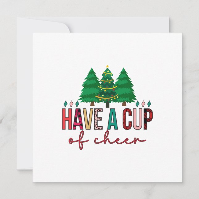 Invitation Joyeux Noël, Buvez une tasse de bonne humeur (Devant)