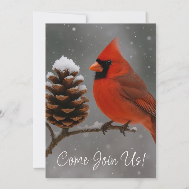 Invitation Joyeux Noël Cardinal (Devant)