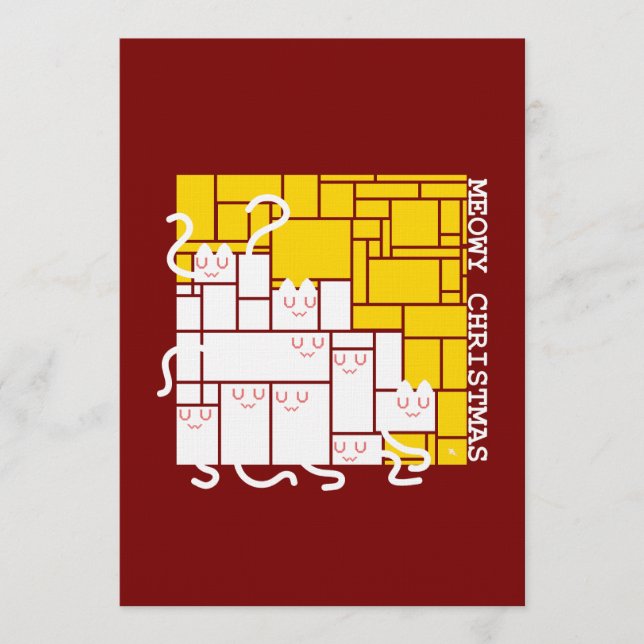 Invitation Joyeux Noël Carré aux Chats (Devant)