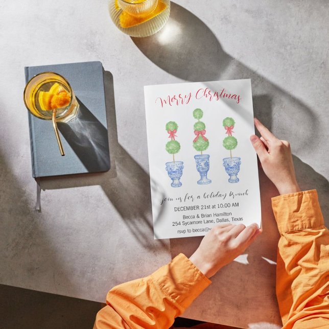 Invitation Joyeux Noël Chinoiserie Topiary Party (Créateur téléchargé)