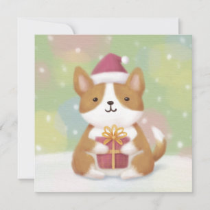 Invitation Joyeux Noël : Corgi Illustration Art