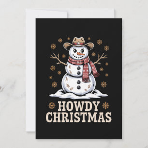 Invitation Joyeux Noël Cowboy Bonhomme de Neige Western Hiver