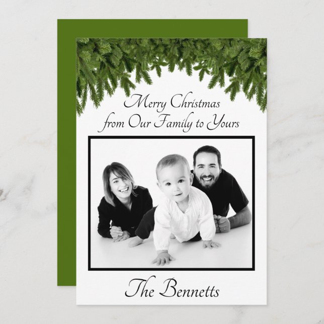 Invitation Joyeux Noël de notre famille à votre photo (Devant / Derrière)