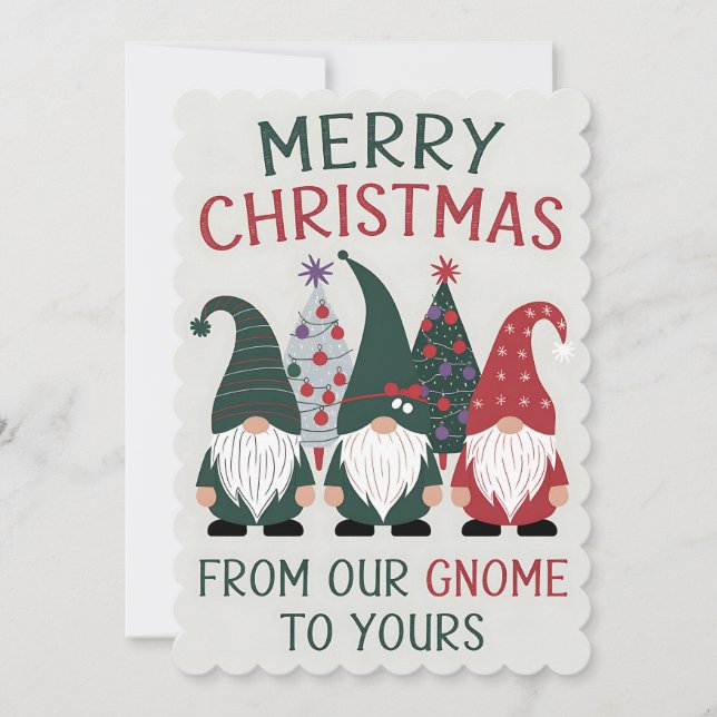 Invitation Joyeux Noël de notre gnome au vôtre Xmas (Devant)