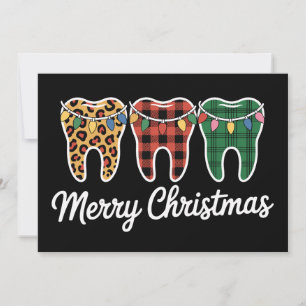 Invitation Joyeux Noël Dents Léopard Carreaux Lumineux Dentis