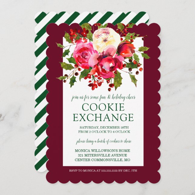 Invitation Joyeux Noël | Échange de cookies de vacances (Devant / Derrière)