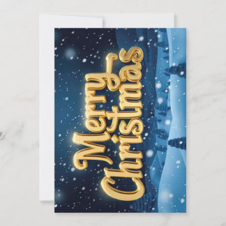 Invitation « Joyeux Noël » écriture dorée dans la neige