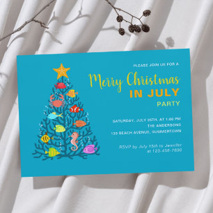 Invitation Joyeux Noël en juillet Poissons d'arbre de corail 