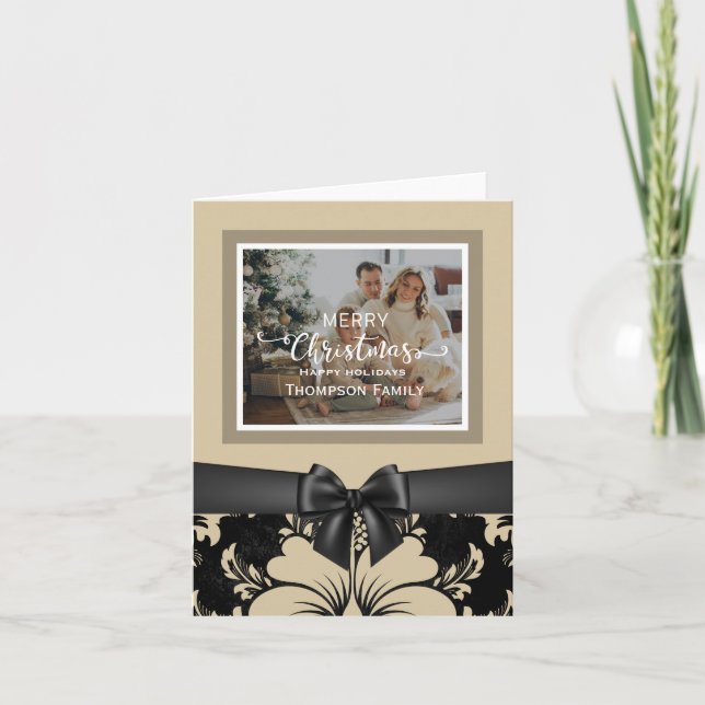 Invitation Joyeux Noël et bonnes fêtes photo personnalisée (Devant)