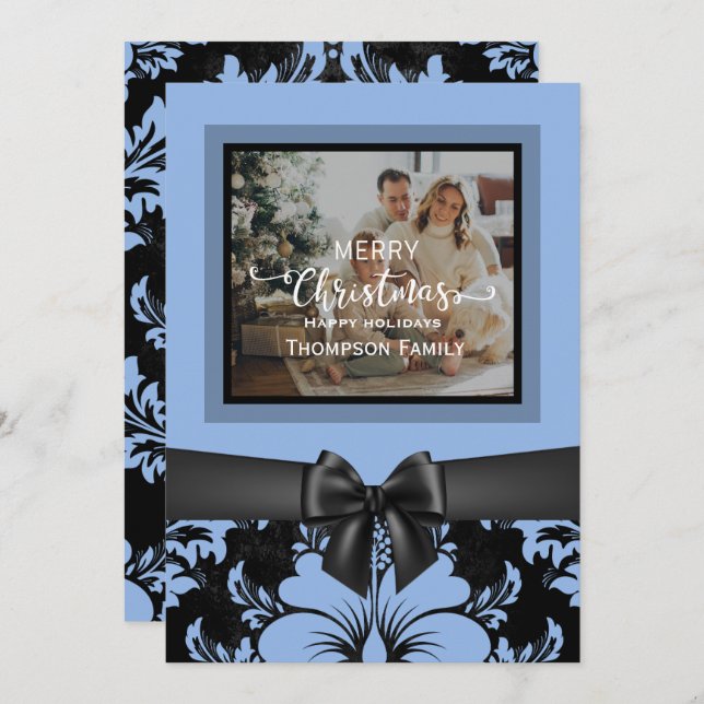 Invitation Joyeux Noël et joyeuses fêtes, arc noir (Devant / Derrière)