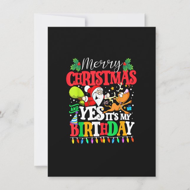 Invitation Joyeux Noël et oui c'est mon anniversaire Noël Gar (Devant)