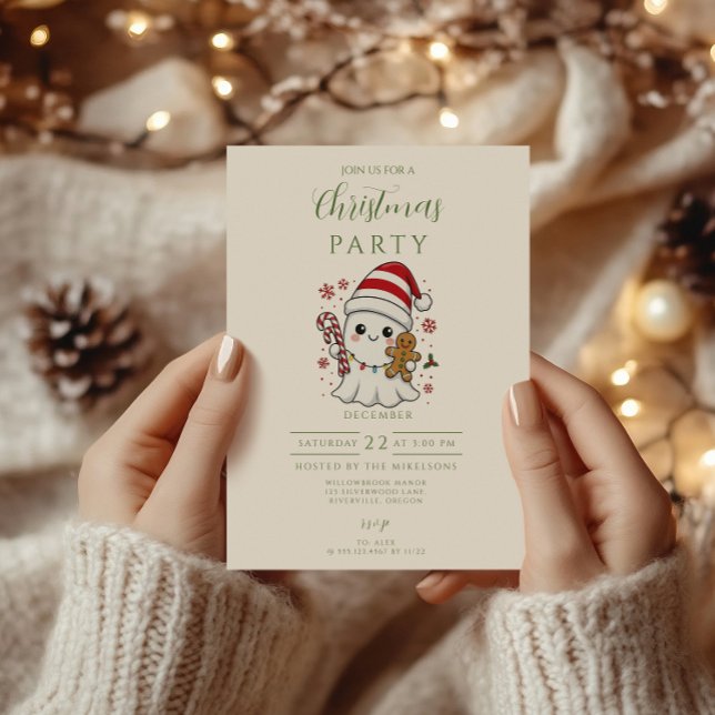 Invitation Joyeux Noël Fantôme Mignon (Créateur téléchargé)