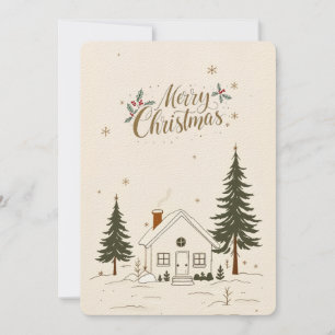 Invitation Joyeux Noël Farmhouse Winter Holiday Card.
