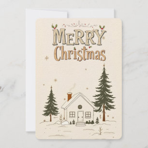 Invitation Joyeux Noël Farmhouse Winter Holiday Card.