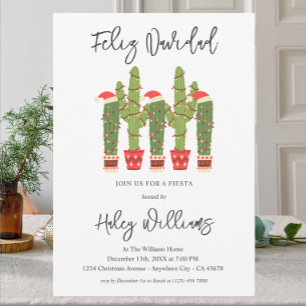 Invitation Joyeux Noël Fête Cactus aquarelle de Noël